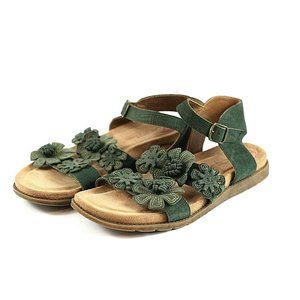 Comfortiva Blossom Women's 9  Pillow Top Ankle Strap Strappy Flats Sandals Green